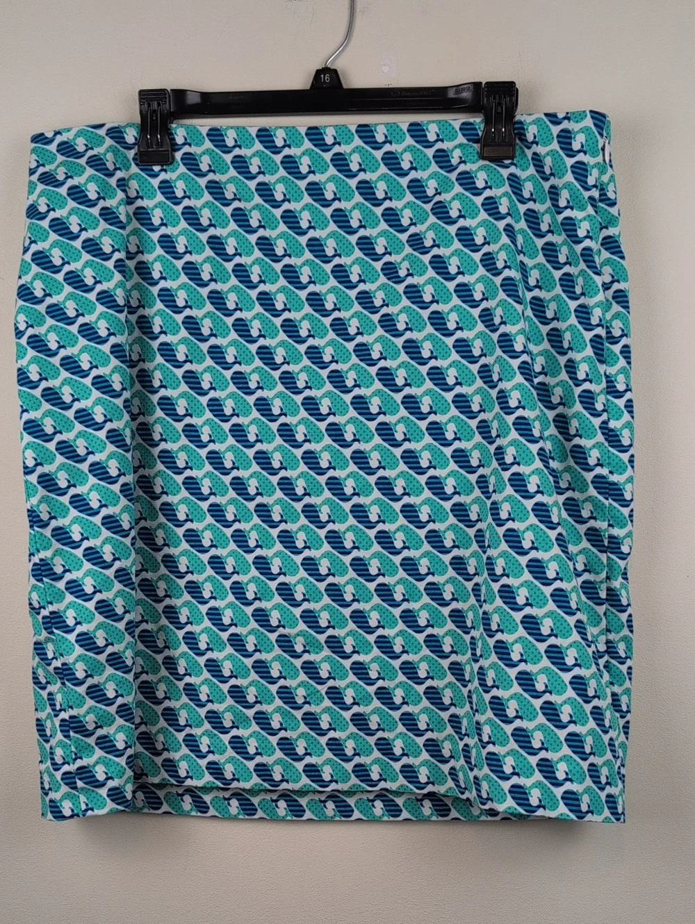 Talbots Fun Whale Print A-Line Cotton Skirt Size 16 Preppy Coastal Summer